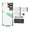 Back Glass Cover Replacement for Galaxy S22 Ultra with Pre Installed Camera Lens Tape Repair Tools Phone Stand Black