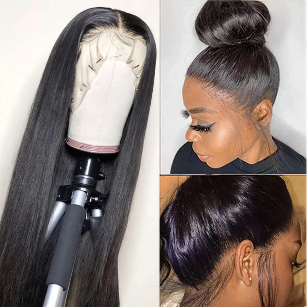 New 20 Inch Lace Front Wig Human Hair Pre-Pulled Baby Hair Glue Free Human Hair Wig For Black Women Natural Color Glueless Wigs