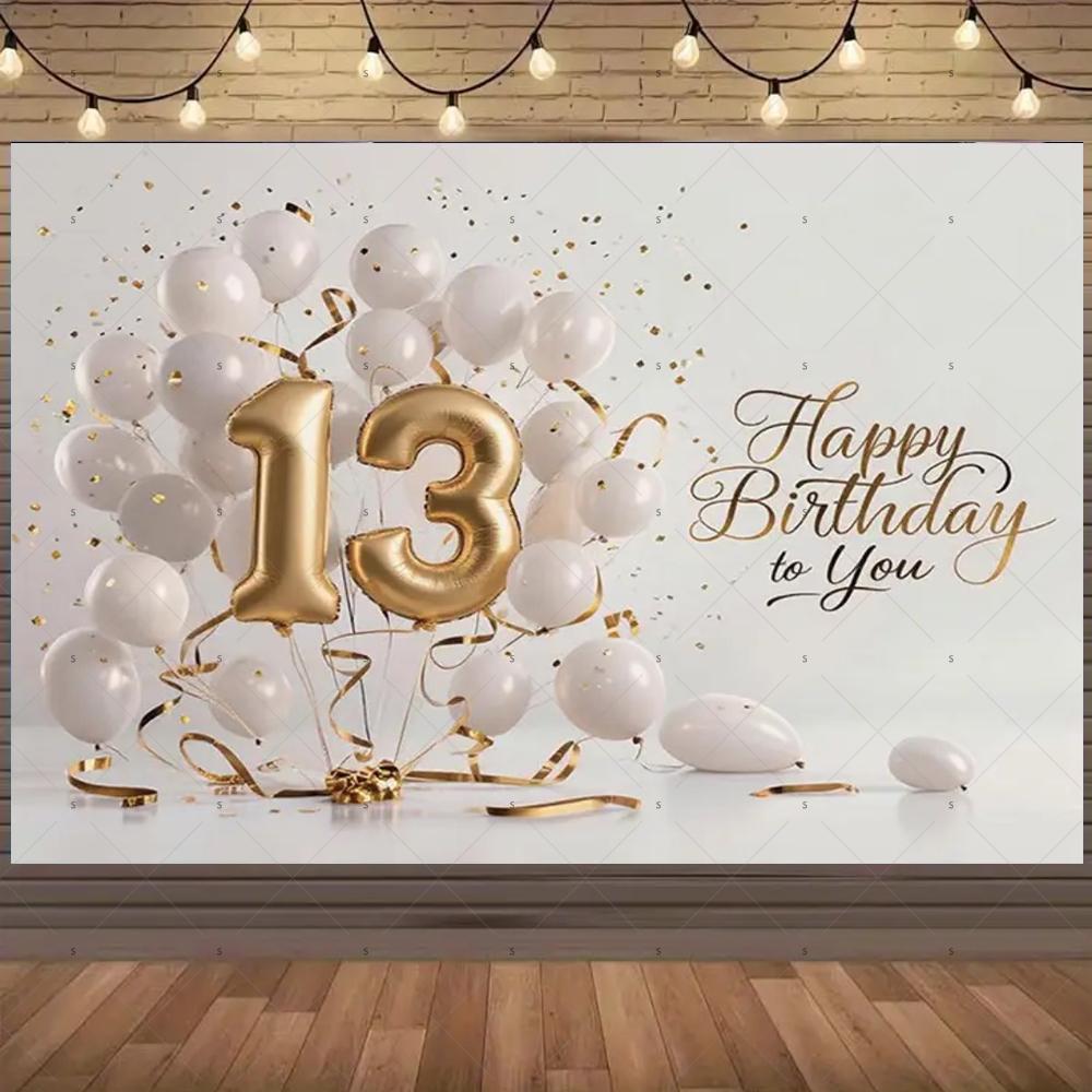 13th Birthday Partys Decoration Backgound Surprise Colorful Glitter Balloon Child Gift Banner Family Photography Props Backdrop