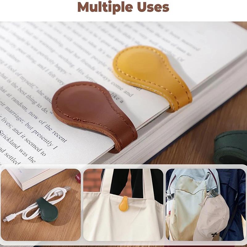 Magnetic Leather Bookmark Double Sided Page Holder Notebook Clip Stationery Gift for Reading Bible Journaling Office Supplies
