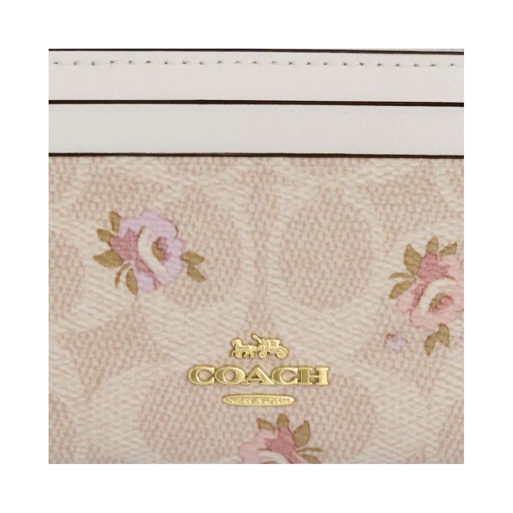 New COACH Skinny Id Case Coated Canvas Card Holder Mini Women's Gold & Sand CAR16-IMSAS