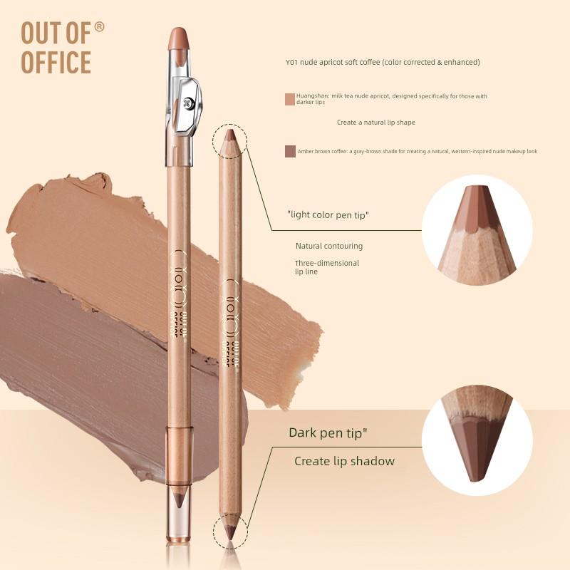 Ooo Double-Ended Lip Liner Pencil 3D Out of Office Double-Ended 3D Lip Liner Pencil Y01 Nude Apricot Soft Coffee Natural