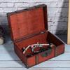 Винтажный деревянный ящик для хранения, декоративный сундук для драгоценностей с замком для дома