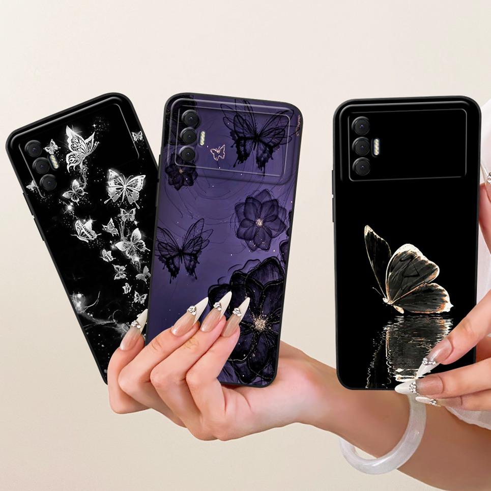 For Tecno Spark 8c 8P Spark 8 Pro KG7 KG8 KG5j Phone Case Bow Pattern Flower Butterfly Girly Back Cover Silicone Soft Casing