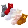 New Baby Short Socks POM Deco Transfer Hollow Side Kid Girl Loose Sock Mouth Christmas Red Cute Fleece Little Ball Ornament