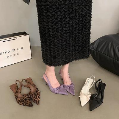 Niche высокие каблуки с леопардовым принтом сандалии с заостренным носком туфли-мешки на голову сказочные туфли 2025 года новые весенне-летние туфли с острым бантом