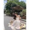 Seaside Vacation Beach Dress Women's Travel Dress White Wear Travel Skirt Long Dress Dopamine