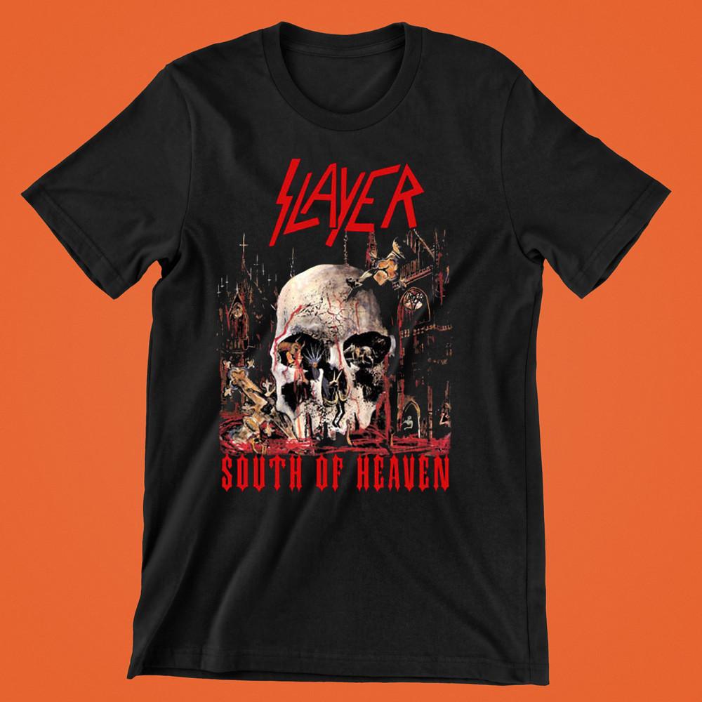 Slayer Юг Небес Хлопковая Футболка с Коротким Рукавом Черная Мужская S-5XL NG2860 Унисекс Футболка