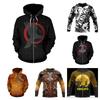 Толстовка с принтом татуировки, толстовка на молнии с капюшоном