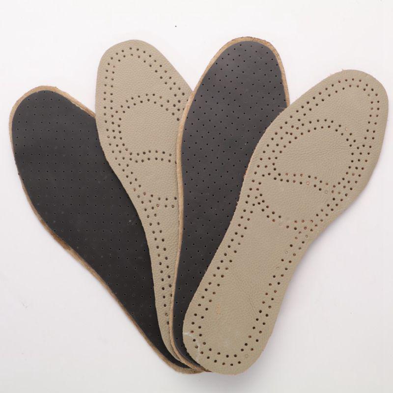 Unisex Genuine Cowhide Leather Insole: Breathable, Odor-Resistant, Shock-Absorbing, Non-Slip Cushion for Sweat Absorption.