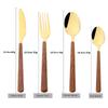 16pcs Imitation Wooden Handle Cutlery Set Stainless Steel Dinnerware Set Knife Fork Tea Spoon Tableware Clamp Western Silverware
