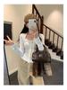Chic Square Neck Lace-Up Slim Fit Short Top for Women - Autumn/Winter Fashion