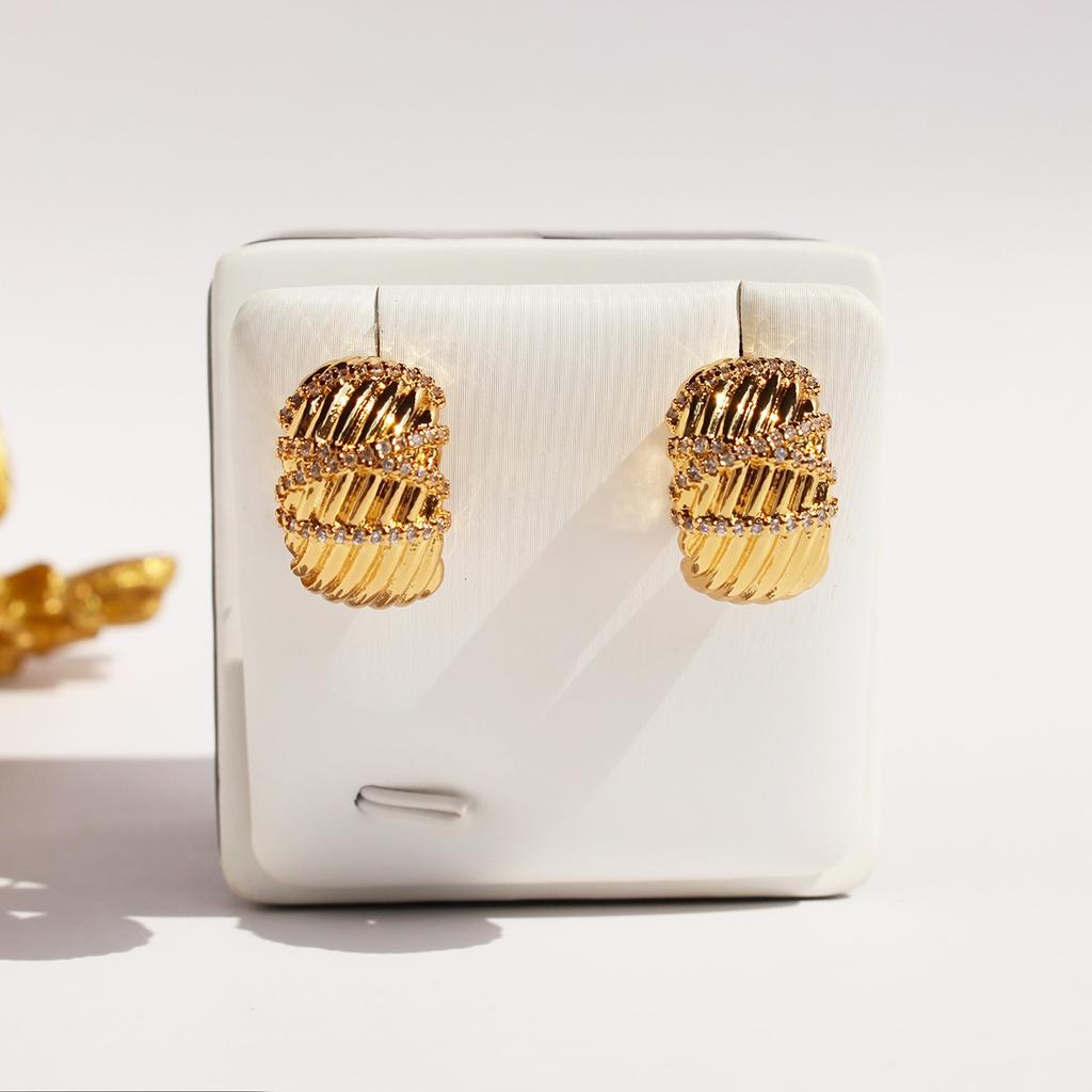Серьги-гвоздики из настоящего золота с медным покрытием, роскошные, модные, темпераментные, с широким узором из пеньки, с бриллиантами, женские серьги 138