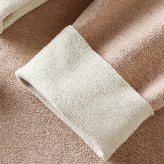 Термобелье с встроенными нагрудными накладками, двухслойный бархат DE, утепляющий свитер с длинными рукавами, однотонная зимняя верхняя одежда