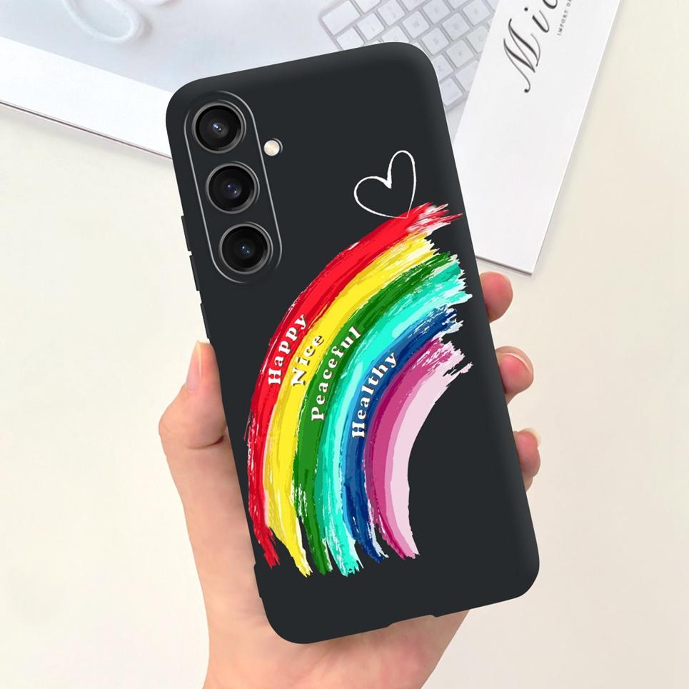 Для Чехла Funda Samsung A35 5G Case SM-A356E Пара Любовь Сердце Цветок Кошка Рисунок Задняя Крышка Для Samsung Galaxy A35 5G Etui
