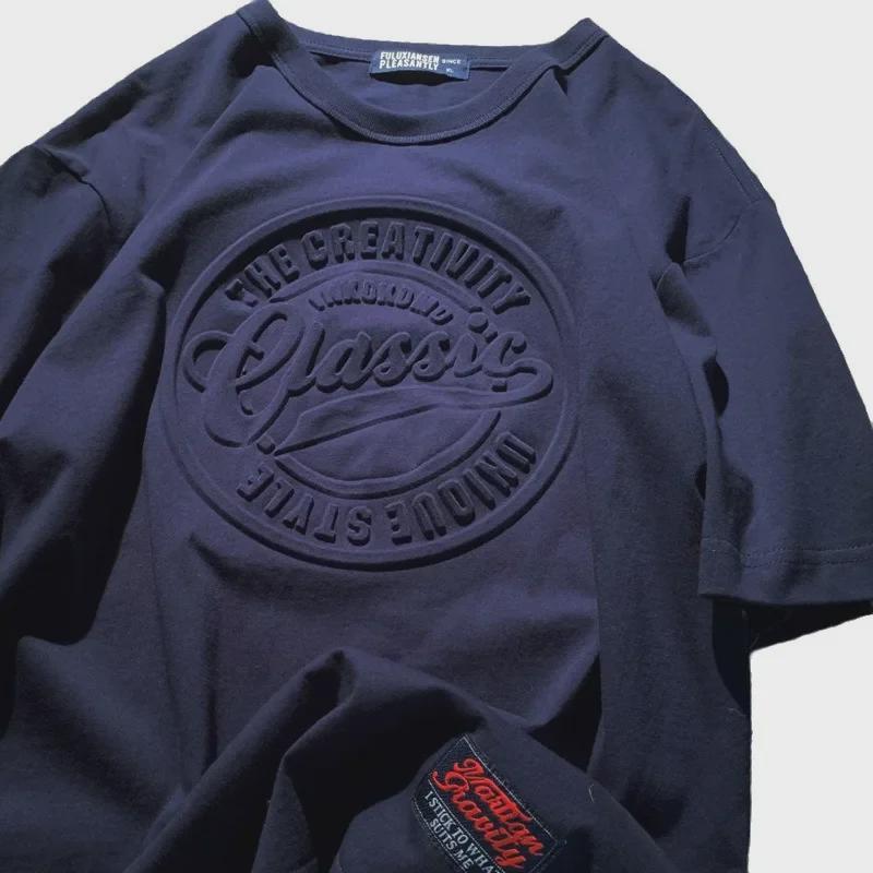 Men's 3D Printed Oversized American Style T-Shirt with Concave and Convex Design