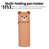 Rotating Pen Holder Pencil Case Desktop Stand Up Cartoon Animal Design School Pouch Silicone Storage Bag for Home Office Supplies Retractable