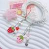 Сладкая клубника бисерный брелок для ключей для женщин девочек мобильный телефон анти потеря шнурок изысканный рюкзак украшения аксессуары подарки