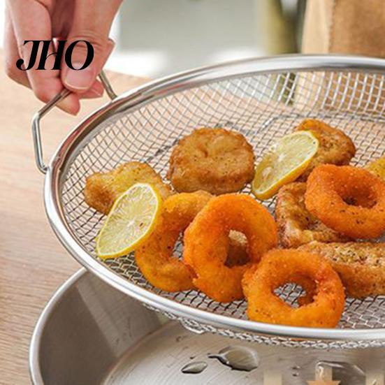 Stainless Steel Cooking Rack Frying Oil Strainer Basket with Mesh Heat-Resistant Skimmer Air Fryer for Deep Rust-Proof Dishwasher Safe Accessory