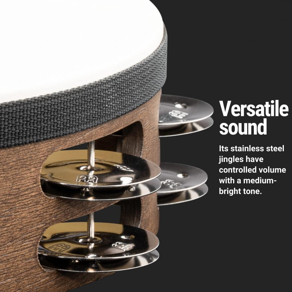 MEINL Percussion Традиционный тамбурин из козьей кожи из нержавеющей стали с джинглами 2 ряда TAH2WB