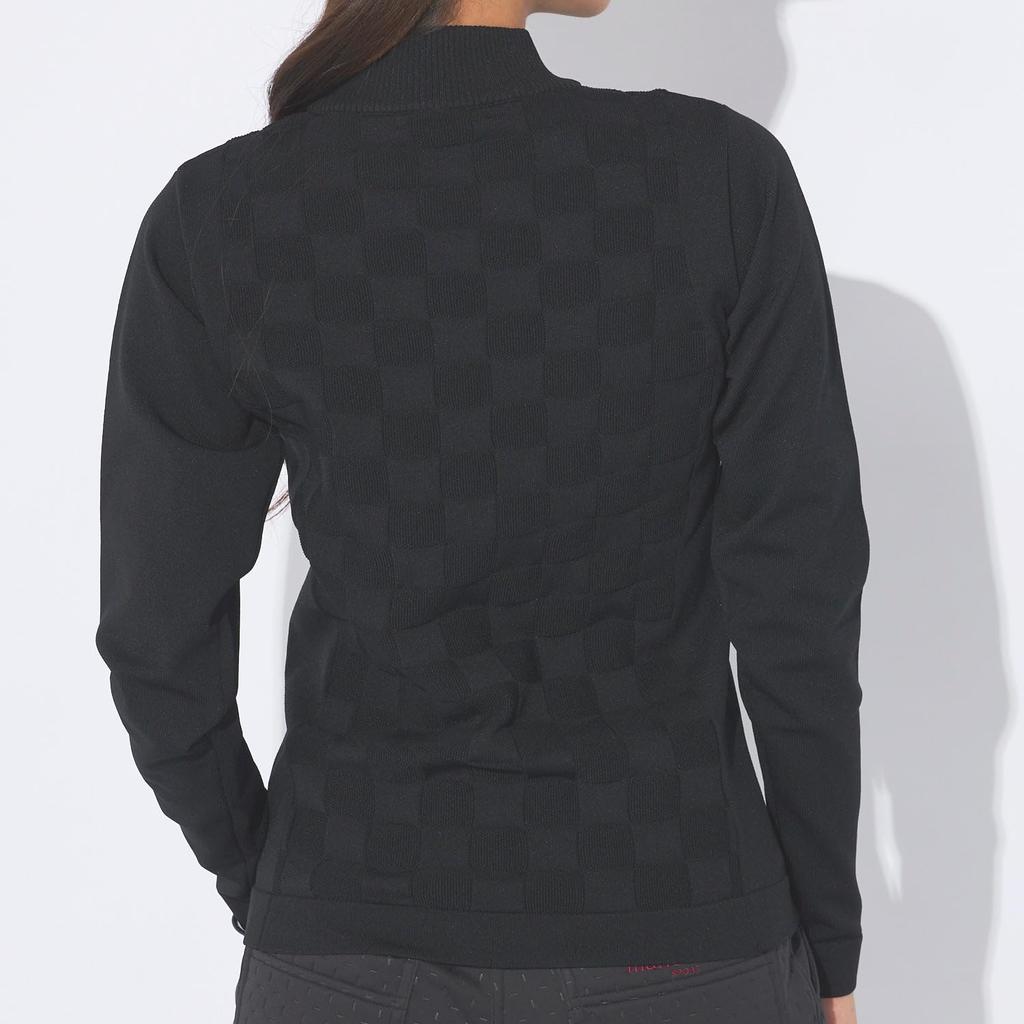 Marie Claire Women's Lightweight Block Check Mock Neck Knit 734724, Black