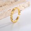 Korean Fashion Honeycomb Crystal Zircon Open Ring for Women Girls Simple Geometric Everyday Gold Color Ring Party Zircon