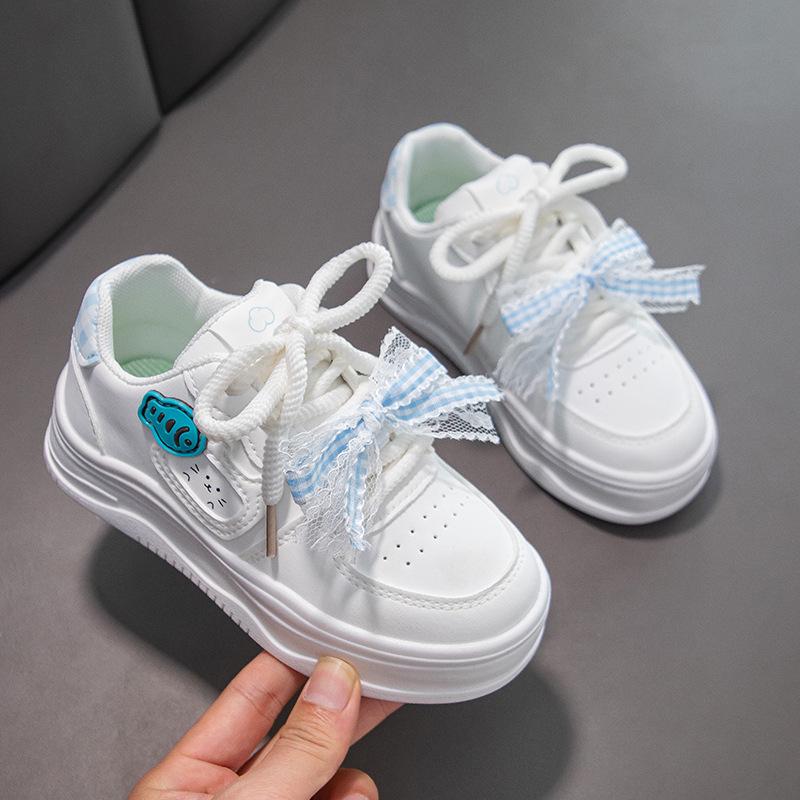 Milky Fufu Spring/Autumn Children's White Skate Shoes - Cute, Versatile, and Comfortable with Thick Soles