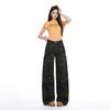 Camouflage tooling jeans women's early autumn new American retro style high waist and thin loose straight wide-leg pants