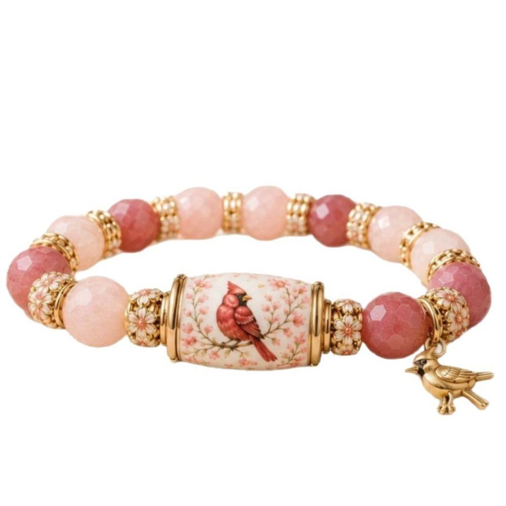 Elastic Metal Tube Crystal Bracelet with Pendant Beaded Bracelet Hummingbird Bracelet Party Favors