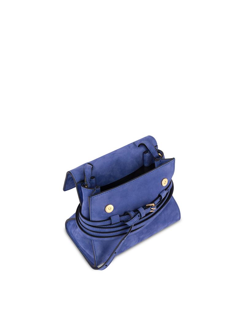 Moschino Tie Me Nubuck Small Handbag Blue