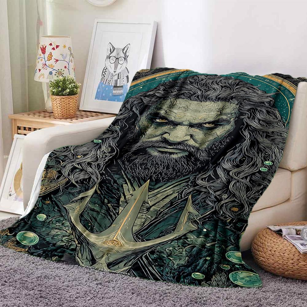 1pc Ocean King Flannel Throw Blanket Lightweight Soft Warm All Season Blanket for Sofa, Bed, Travel,L1028158