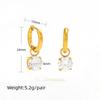 High End 18K Gold Plated PVD Single Round Zirconia Pendant Huggie Earrings Trendy Stainless Steel Fashion Jewelry-