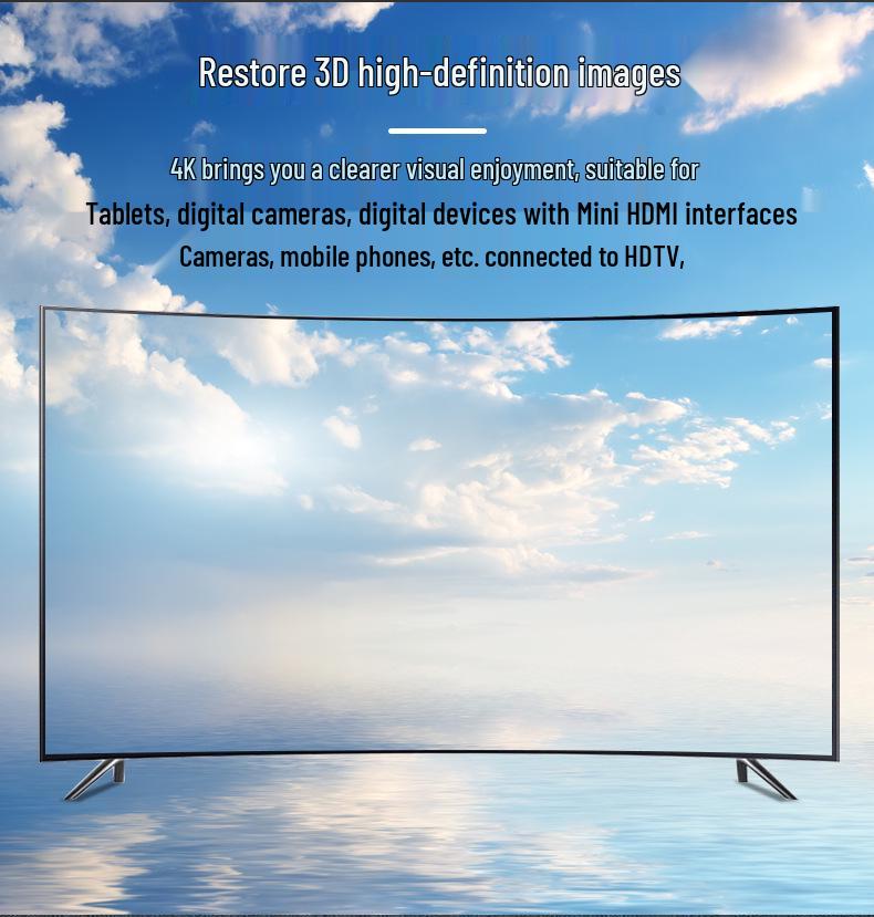 4K Мини HDMI на HDMI Тонкий Мягкий Кабель, Чистая Медь, HDMI 2.0 для Подключения Камеры DSLR к Монитору