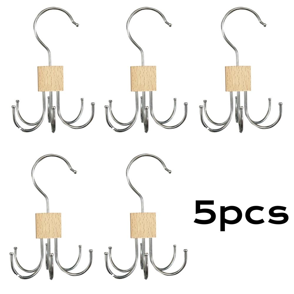 Вращающаяся на 360° вешалка для хранения, крючок с несколькими захватами, металлическая вешалка для ремней, деревянный органайзер для бюстгальтеров, галстуков, шарфов, аксессуаров для домашнего шкафа