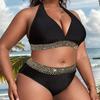 Упитанный плюс размер сексуальный обтягивающий купальник бикини с высокой талией раздельный купальник женский