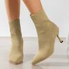 Women's Boots  Winter Fashion Stiletto High Heel Pointed Knitted Soft Elastic Comfortable Breathable Rubber Sole Boots
