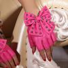 Кожа Лолита JK Большой бант Заклепка Танцевальные перчатки Женские перчатки Корейское Аниме Варежки Перчатки без пальцев