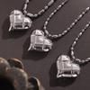 Retro Titanium Steel Heart Mesh Pendant with Bead Chain