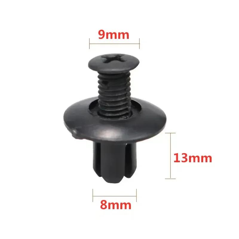 Universal Car Hole Plastic Rivets Fastener Push Clip Black Bumper Door Trim Panel Retainer Fastener Clip Car Accessories