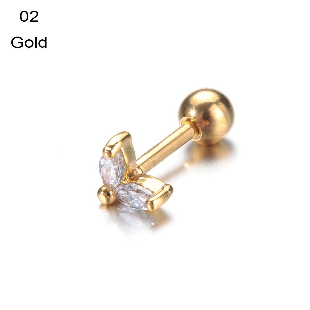 Серьги-гвоздики Helix Tragus Star Moon Heart CZ Пирсинг ушей Серебряные золотые украшения для тела