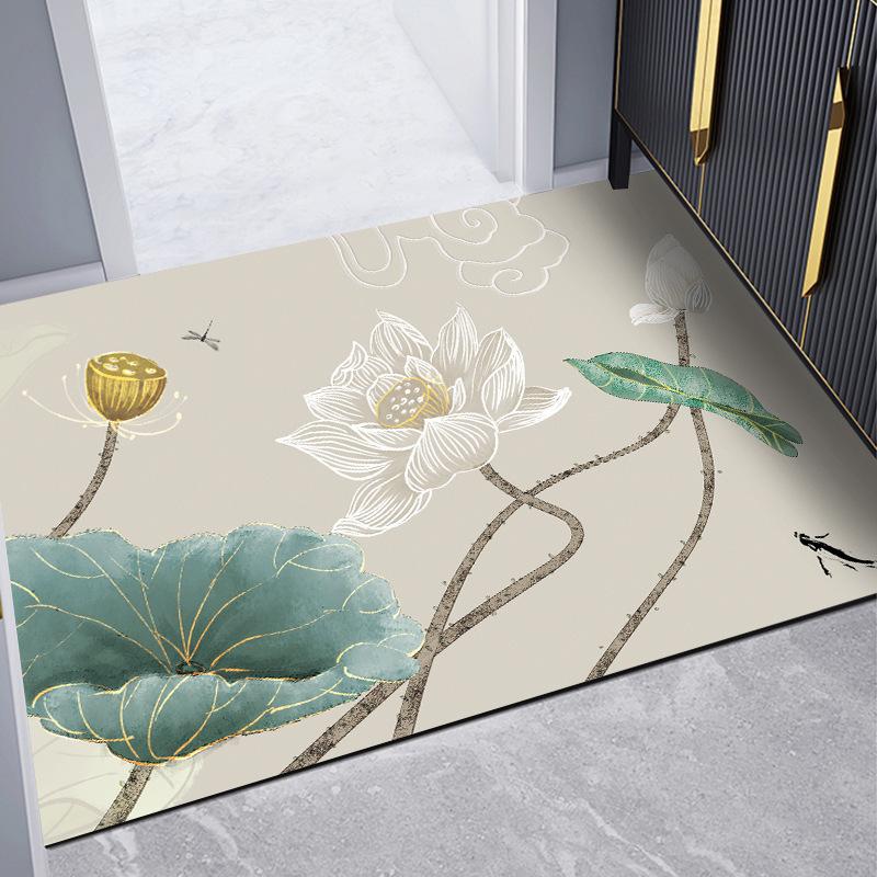 Новый китайский коврик для входной двери, коврик для туалета, домашний коврик, диатомовая грязь, нескользящий, быстросохнущий, впитывающий коврик для ног