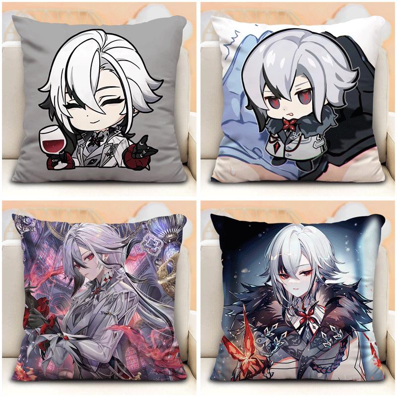 Наволочка с изображением слуги Арлекино из Genshin Impact, периферийные устройства в стиле аниме, наволочка на диванную подушку, наволочка на подголовник автомобиля