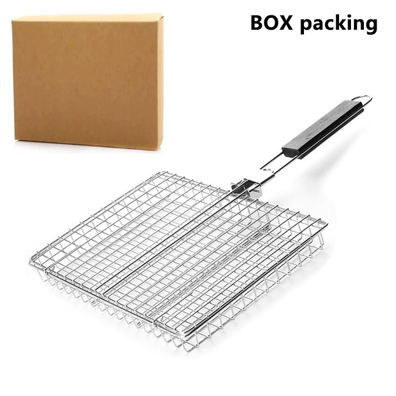 Foldable 304 Stainless Steel Bbq Mesh Non Stick Grilling Basket Grill Mesh Mat Meat Vegetable Steak Picnic Party Barbecue Tool