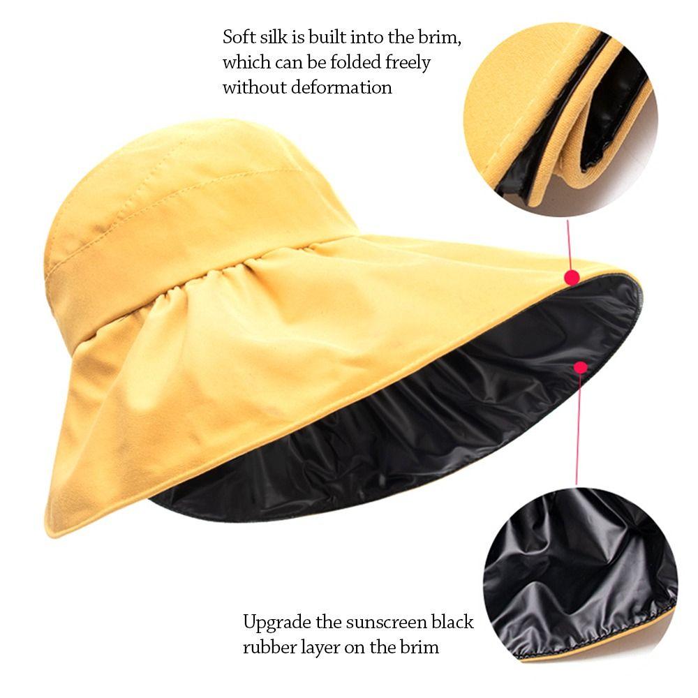 Women Summer Foldable Wide Brim Panama Hat Beach Cap Sunshade Hat Sun Cap Bucket Hat