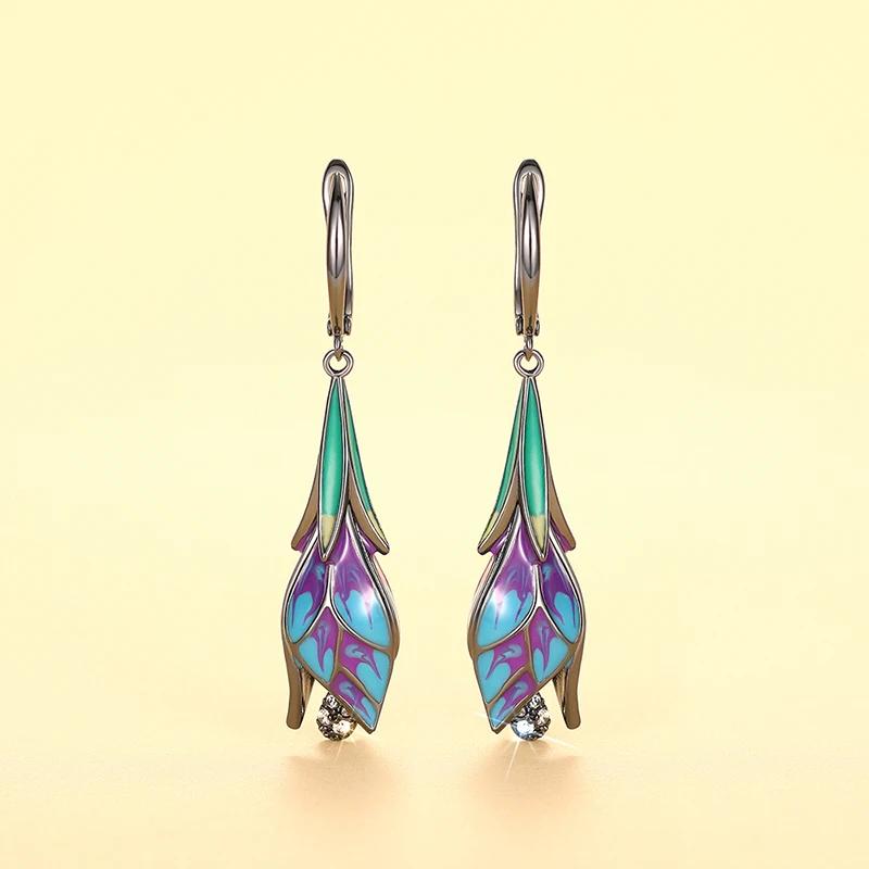 Xiaomi Huitan Dark Tulip Flower Women Drop Earrings Vintage Revenge Style Ear Accessories Temperament Personality Versatile Jewelry