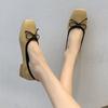 Summer Fashion Summer Egg Roll Shoes Bow Square Head Soft Sole Fashion Women's Shoes Shallow Mouth Stepping On Shit Feet
