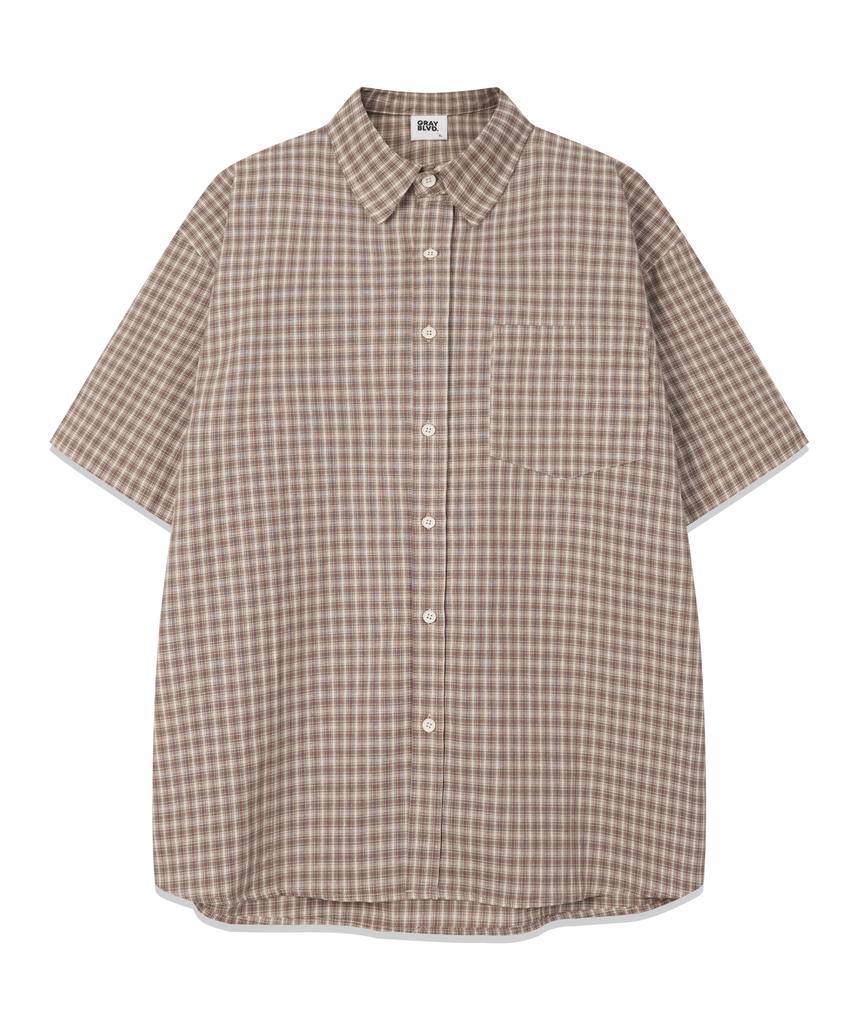 GRAYBLVD Linen-Like Cave Check Short Sleeve Shirt (4 Colors)
