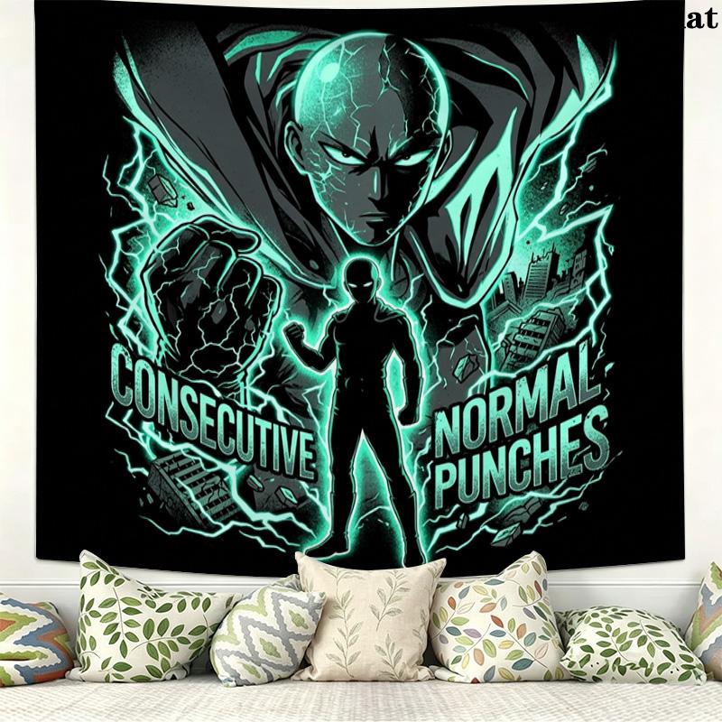 Onepunch Man Wall Tapestry Aesthetic Wall Hanging Printed Fabric Blanket Decorative Tapestries For Bedroom Living Room Home Decor