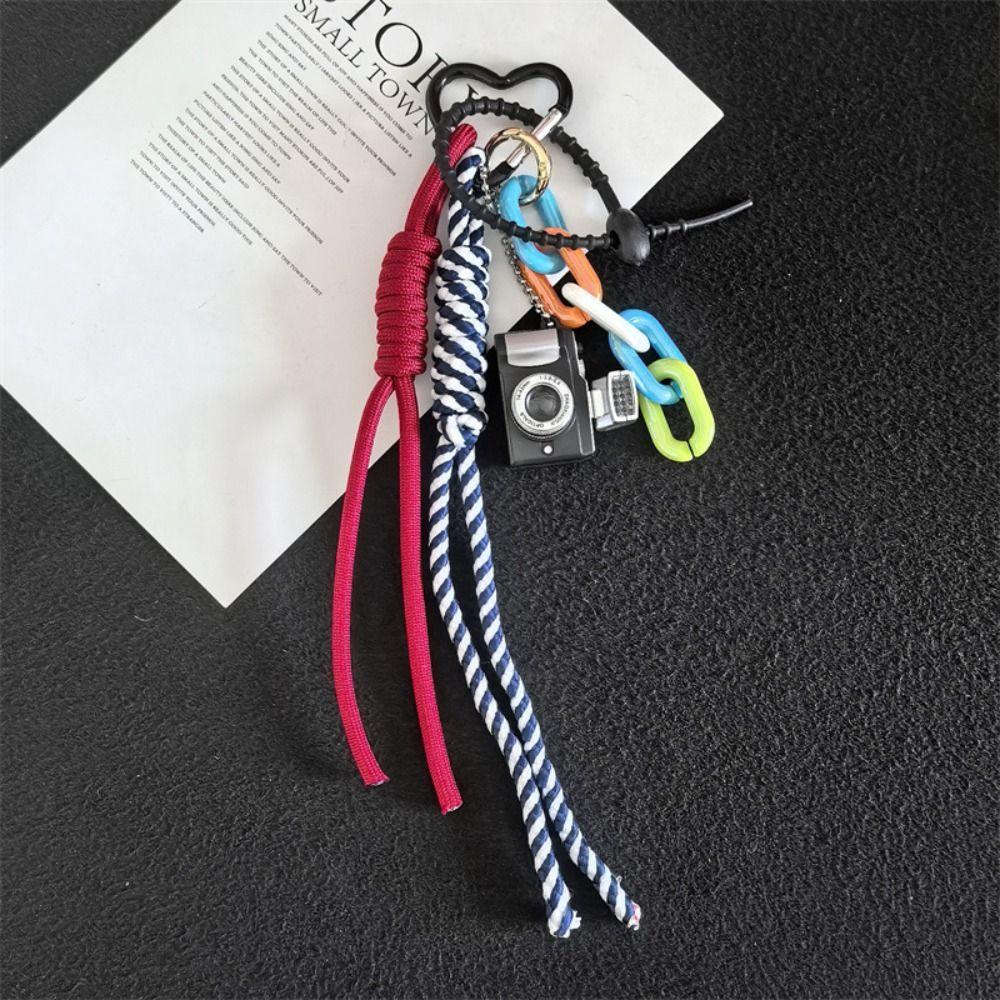 Colorful Mini Keychain Miniature Camera Pendant Cute Nylon Rope Bag Pendant Couple