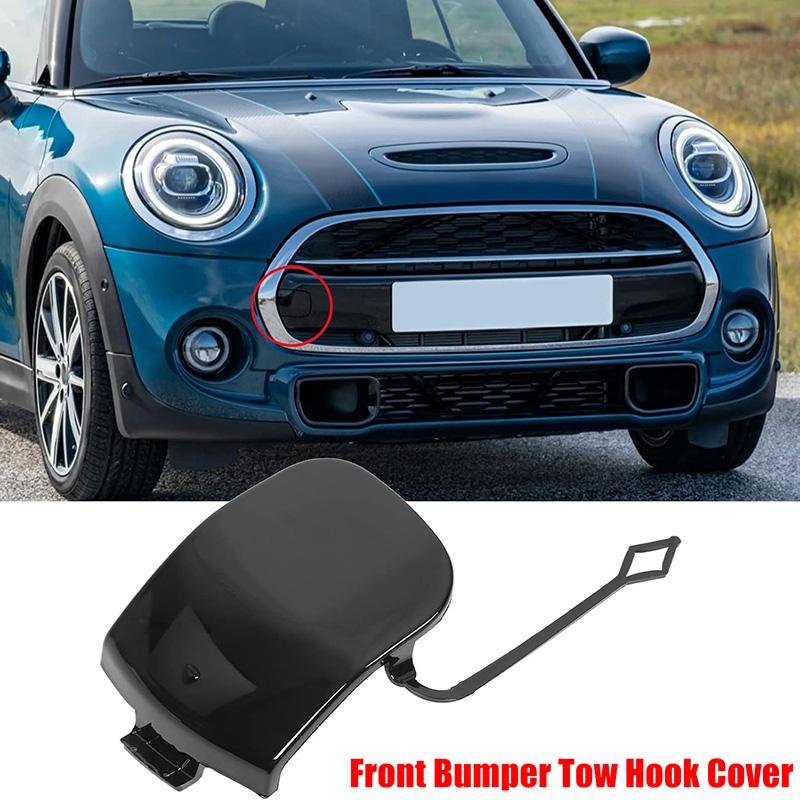 Front Bumper Tow Hook Eye Cap Cover 51117337796 for MINI Cooper S F55 F56 F57 2014-2018 Black Plastic Replacement Towing Flap
